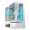 Κουτί υπολογιστή COUGAR CFV235 Vision Midi-Tower – ARGB, οθόνη LCD 23,3 cm (9,16 ίντσες), γυαλί tempered, λευκό, υποστηρίζει ATX/Micro-ITX, 2x 3,5 ίντσες + 2x 2,5 ίντσες