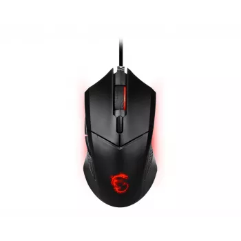 MSI CLUTCH GM08 Οπτικό ποντίκι gaming '4200 DPI οπτικός αισθητήρας, 6 προγραμματιζόμενα κουμπιά, συμμετρικός σχεδιασμός, ανθεκτικός διακόπτης με πάνω από 10 εκατομμύρια κλικ, ρύθμιση βάρους, κόκκινο LED'
