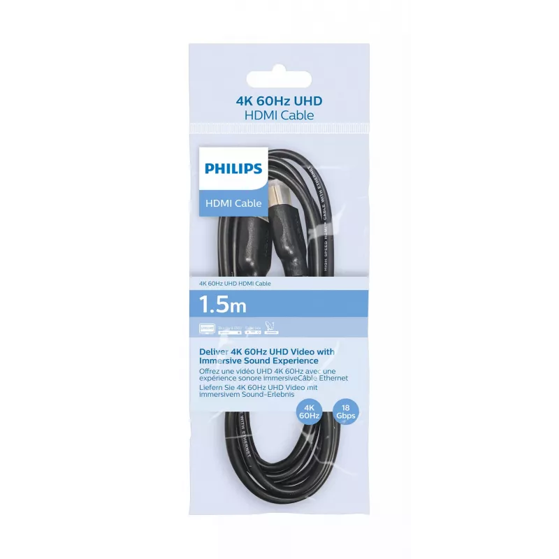 Philips SWV5510/00 καλώδιο HDMI 1,5 m Type-A αρσενικό 18 Gbit/s μαύρο