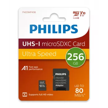 Philips FM25MP45B/00 κάρτα microSDXC, 256 GB, Class 10, UHS-I U1, με αντάπτορα