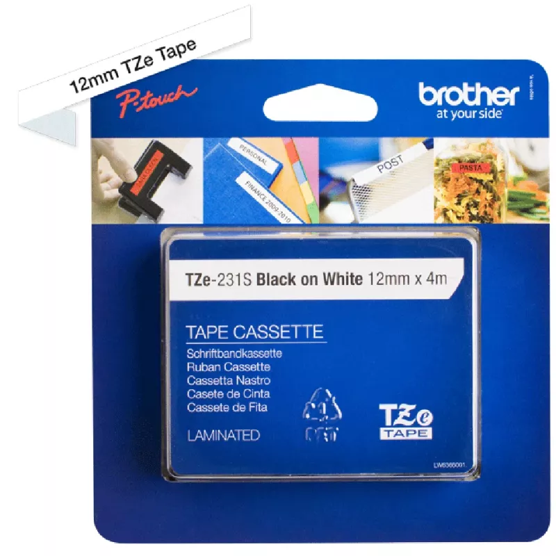 Brother TZE231S Ταινία ετικετών μαύρο σε λευκό TZe
