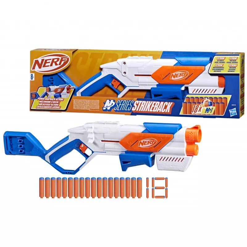 Παιχνίδι blaster Nerf N Series Strikeback μπλε πορτοκαλί λευκό 8+