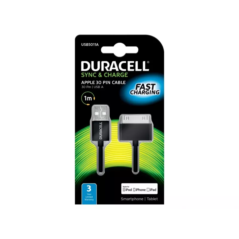 Duracell καλώδιο συγχρονισμού/φόρτισης 1 μέτρο μαύρο