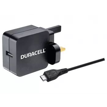 Duracell Φορτιστής τοίχου 2.4A & καλώδιο micro-USB 1M, εσωτερικός χώρος, AC, 2.4 A, μαύρο