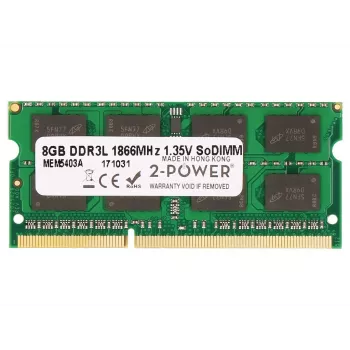2-Power 8GB PC3-14900 1866MHz 1.35V SODIMM μνήμη RAM, 8 GB, 1 x 8 GB, DDR3L, 1866 MHz, 204-pin SO-DIMM, πράσινο