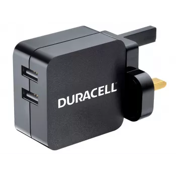 Duracell 2x2,4A φορτιστής USB τηλεφώνου/tablet, εσωτερικού χώρου, AC, 5 V, μαύρο