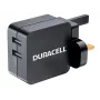 Duracell 2x2,4A φορτιστής USB τηλεφώνου/tablet, εσωτερικού χώρου, AC, 5 V, μαύρο