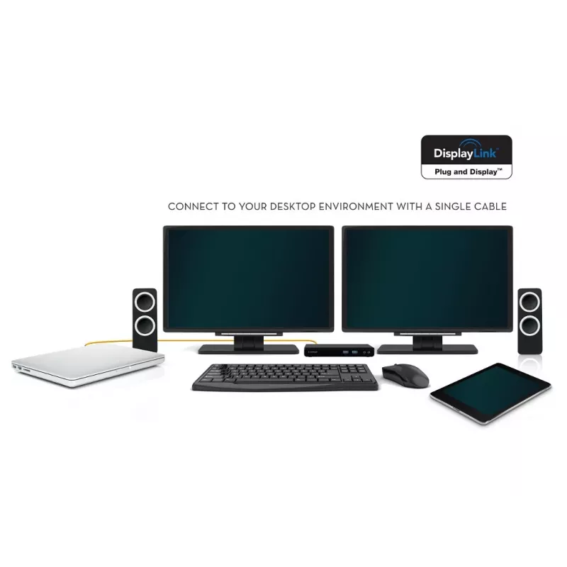 2-Power USB 3.0 Dual Display Docking Station, Docking, 3,5 mm, USB Type-A, USB Type-B, 10,100,1000 Mbit/s, μαύρο, 5 Gbit/s