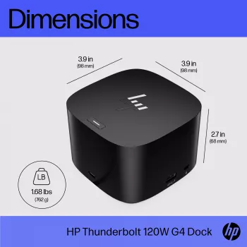 HP Thunderbolt Dock 120W G4, Ενσύρματο, Thunderbolt 4, Μαύρο, Kensington, Κίνα, Ταϊλάνδη, Ταϊβάν, Business