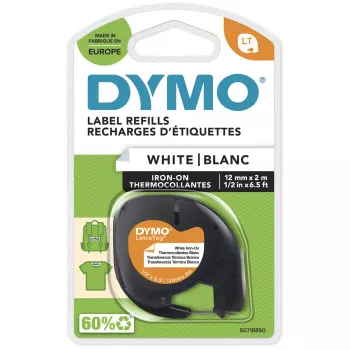 DYMO LetraTag Σιδερώσιμες ετικέτες υφάσματος | Original | 12 mm x 2 m ρολό | Μαύρη εκτύπωση σε λευκό | Σιδερώσιμες ετικέτες ρούχων ιδανικές για στολές/παιδικά ρούχα | για εκτυπωτές LetraTag