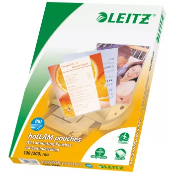 Leitz iLAM Premium γυαλιστερές μεμβράνες πλαστικοποίησης A4, 100 μικρόν, συσκευασία 100 τεμ.