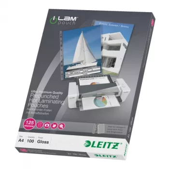 Leitz iLAM προτρυπημένες μεμβράνες πλαστικοποίησης A4, 125 μικρόν, συσκευασία 100 τεμ.
