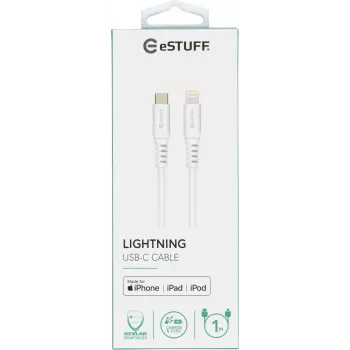 eSTUFF ES602101 Καλώδιο Lightning 1 m Λευκό