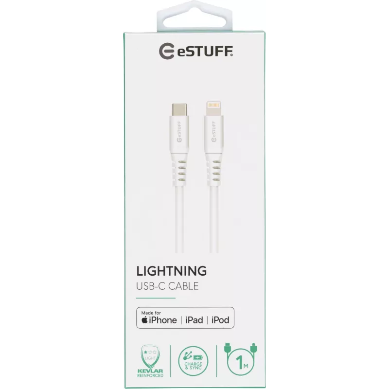 eSTUFF ES602101 Καλώδιο Lightning 1 m Λευκό