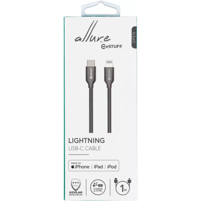 eSTUFF ES602160 Καλώδιο Lightning 1 m Ανοξείδωτο ατσάλι
