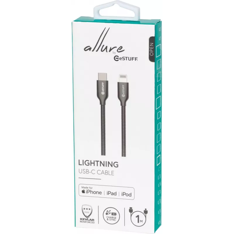eSTUFF ES602160 Καλώδιο Lightning 1 m Ανοξείδωτο ατσάλι