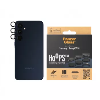 Προστασία φακών κάμερας PanzerGlass Hoops για Samsung Galaxy A35 5G, σκληρυμένο γυαλί, μαύρο πλαίσιο