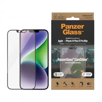 Διάφανη μεμβράνη προστασίας οθόνης PanzerGlass CamSlider για Apple iPhone 14 Plus / 13 Pro Max, 6,68 inch, σκληρυμένο γυαλί, PET, αντιβακτηριδιακή