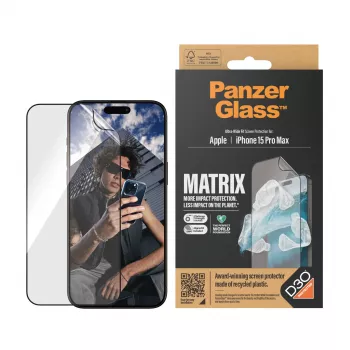 PanzerGlass ® ECO MATRIX Μεμβράνη προστασίας οθόνης με D3O® iPhone 15 Pro Max | Ultra-Wide Fit με AlignerKit