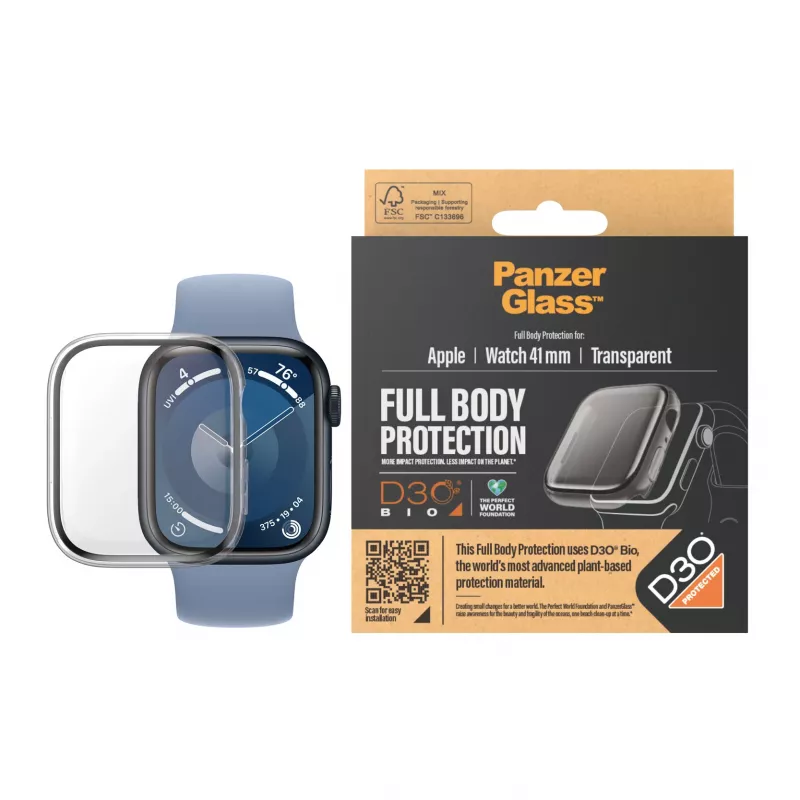 Μεμβράνη προστασίας οθόνης Full Body PanzerGlass Apple Watch Series 9 41mm Διάφανη