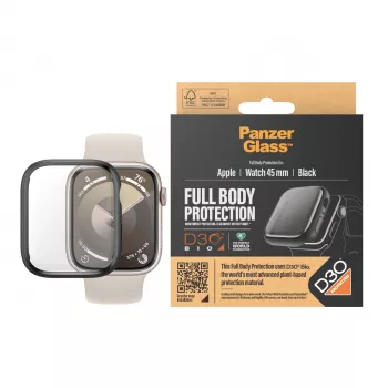 Προστασία οθόνης Full Body PanzerGlass Apple Watch Series 9 D3O 45mm Μαύρη
