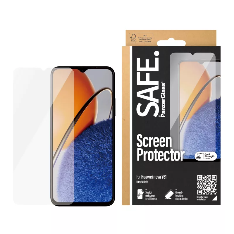 PanzerGlass SAFE. by ® Προστατευτική μεμβράνη οθόνης Huawei Nova Y61 | Ultra-Wide Fit