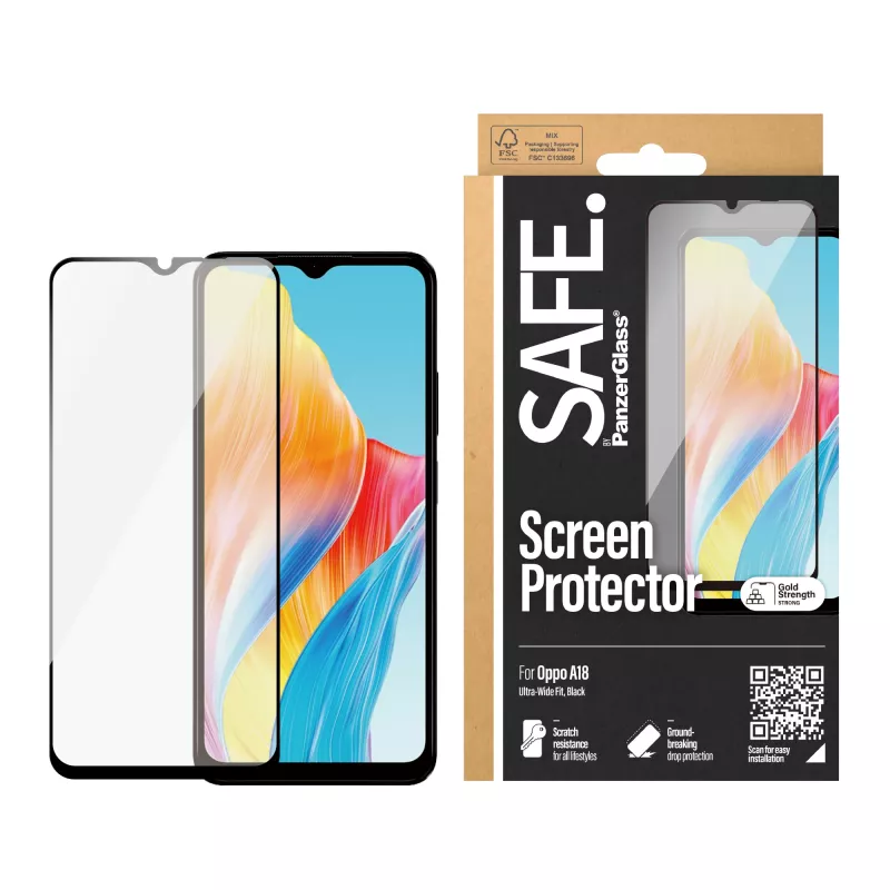 PanzerGlass SAFE. by ® Προστασία οθόνης Oppo A18 | Ultra-Wide Fit