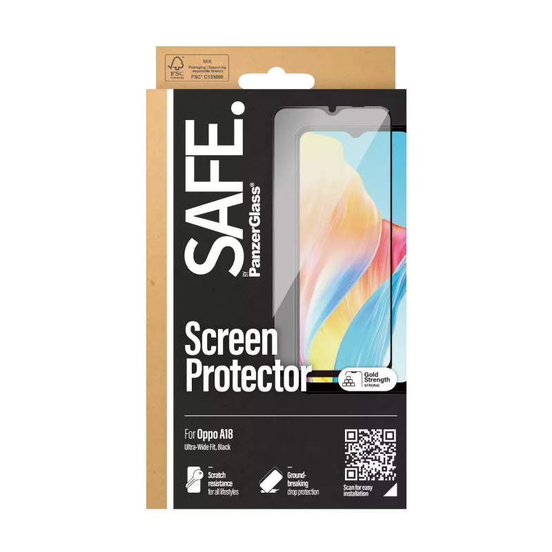 PanzerGlass SAFE. by ® Προστασία οθόνης Oppo A18 | Ultra-Wide Fit
