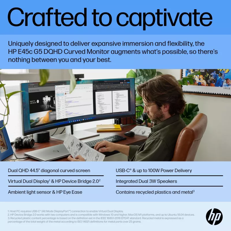 Οθόνη HP E45c G5 44,5 ιντσών Curved Dual QHD 5120 x 1440