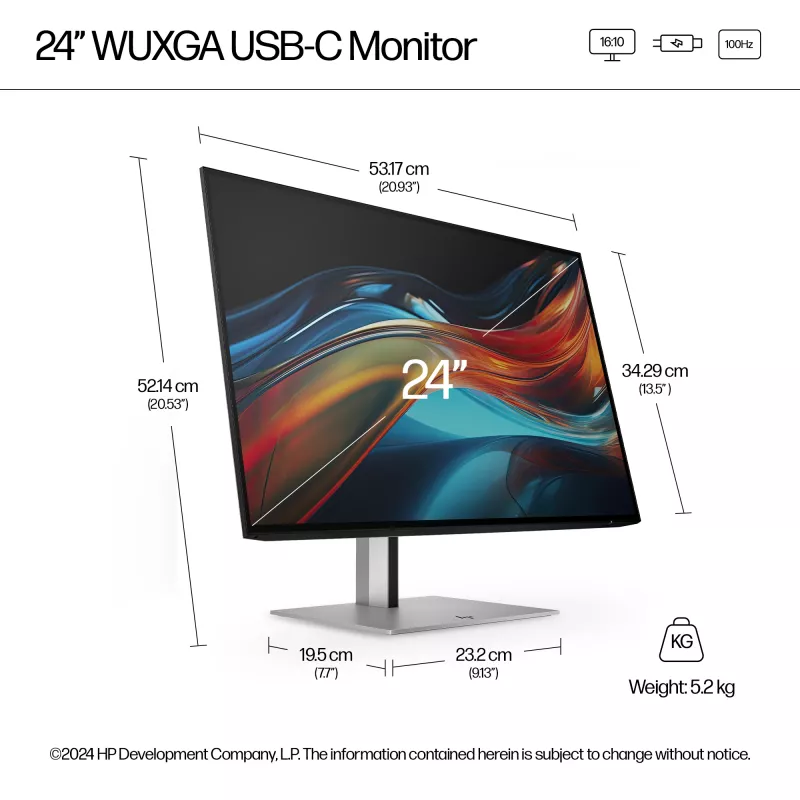 HP Series 7 Pro 61 cm (24 ίντσες) οθόνη WUXGA USB-C – 724pu χωρίς PVC