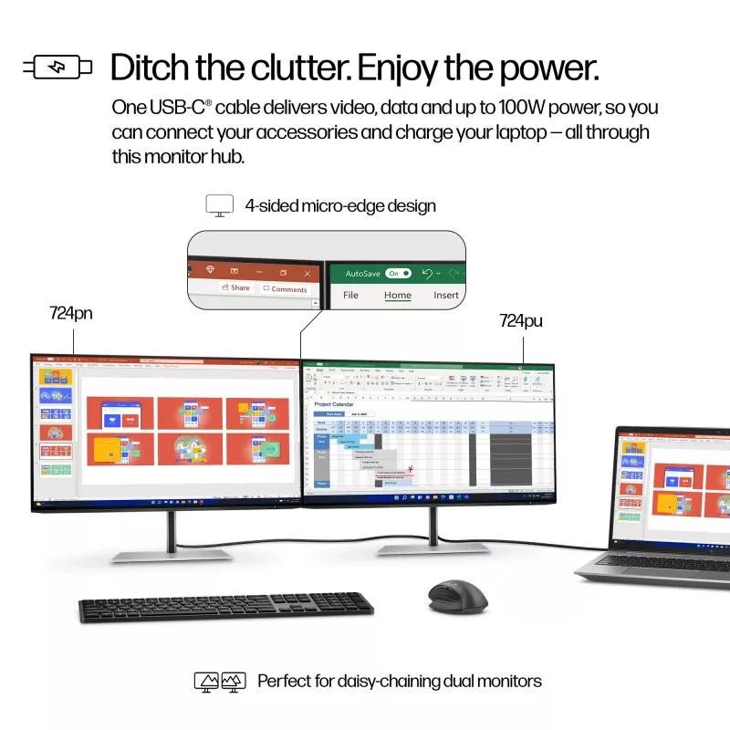 HP Series 7 Pro 61 cm (24 ίντσες) οθόνη WUXGA USB-C – 724pu χωρίς PVC
