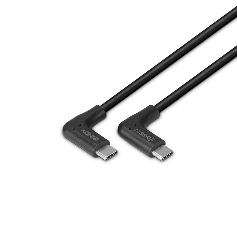 Lindy 1m καλώδιο USB 3.2 γωνιακό USB-C σε γωνιακό USB-C, 10Gbps