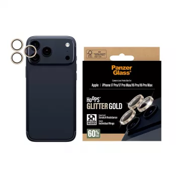 PanzerGlass® Hoops® Προστασία φακών κάμερας Glitter Χρυσό iPhone 17 Pro | iPhone 17 Pro Max | iPhone 16 Pro | 16 Pro Max