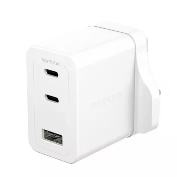PanzerGlass empower™ by ® Turbo 70W Πολλαπλός φορτιστής με 2 x USB-C + USB-A | Βύσμα UK | Ασημί λευκό
