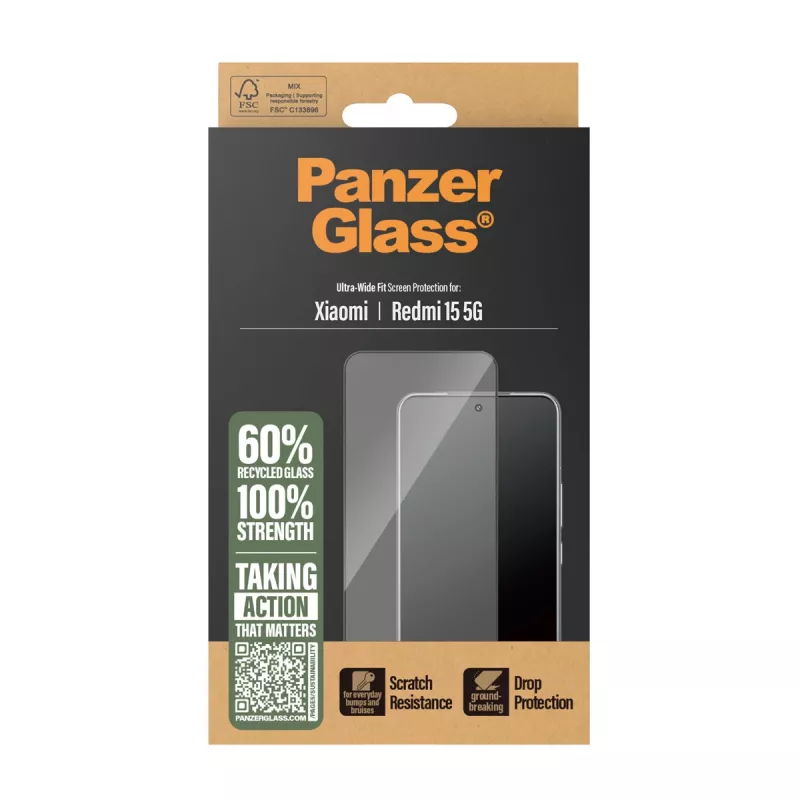 PanzerGlass ® Μεμβράνη προστασίας οθόνης Xiaomi Redmi 15 5G | Ultra-Wide Fit