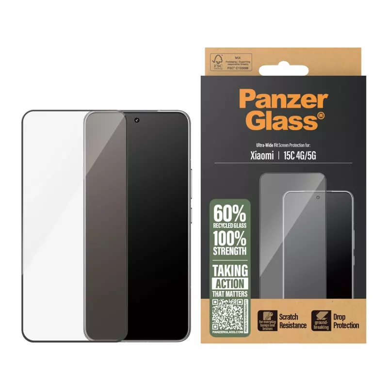 PanzerGlass® Μεμβράνη προστασίας οθόνης Xiaomi 15C 4G | 5G | Ultra-Wide Fit