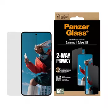 PanzerGlass 2-Way Privacy Μεμβράνη προστασίας οθόνης για Samsung Galaxy S26 — Ultra-Wide Fit, PET + Silicone, ανθεκτική σε γρατσουνιές και κραδασμούς