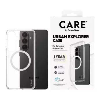 Προστατευτική θήκη PanzerGlass CARE Urban Explorer Case για Samsung Galaxy S26+ — διάφανη, λευκή Qi-συμβατή