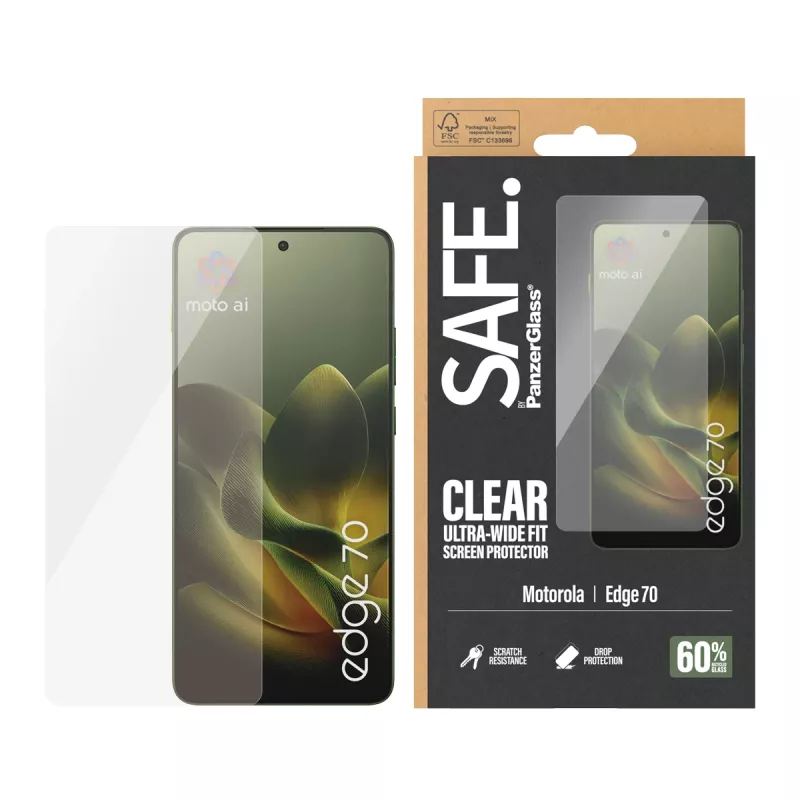 Μεμβράνη προστασίας οθόνης PanzerGlass SAFE. by ® Motorola Edge 70 | Ultra-Wide Fit
