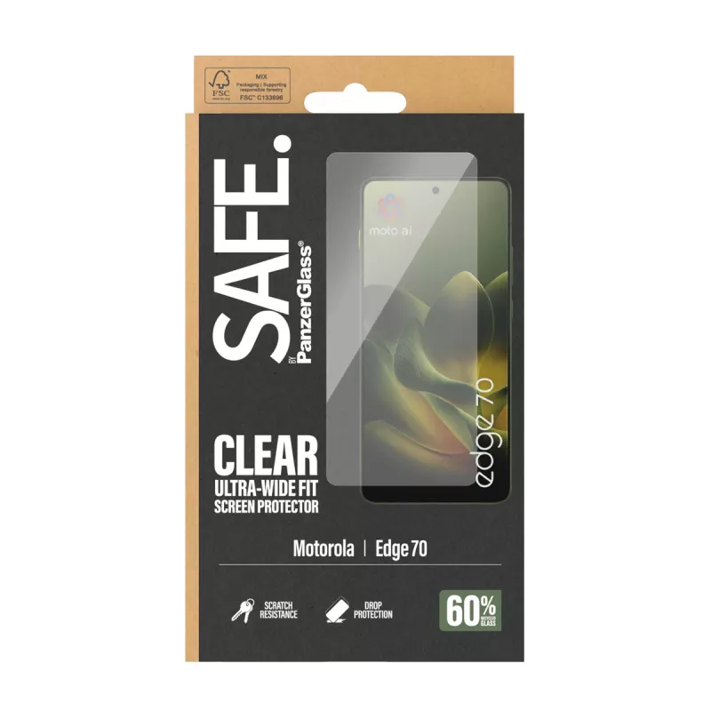 Μεμβράνη προστασίας οθόνης PanzerGlass SAFE. by ® Motorola Edge 70 | Ultra-Wide Fit