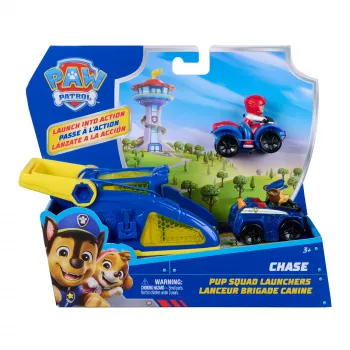 PAW Patrol Chase Pup Squad εκτοξευτής με όχημα Ryder συσκευασία 2 τεμ., παιδικό παιχνίδι για αγόρια και κορίτσια από 3 ετών
