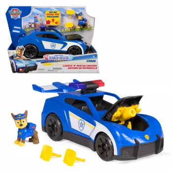 PAW Patrol: Search & Rescue, Chase Launch 'N' Rescue Cruiser με φιγούρα & 2 βλήματα, φώτα, ήχους, & κρυφό εκτοξευτή, παιδικό παιχνίδι για αγόρια & κορίτσια από 3 ετών