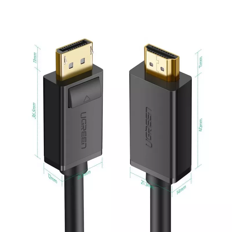 Ugreen 10202 προσαρμογέας καλωδίου βίντεο 2 m DisplayPort HDMI μαύρο
