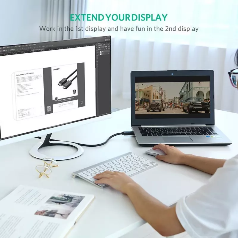 Ugreen 10202 προσαρμογέας καλωδίου βίντεο 2 m DisplayPort HDMI μαύρο