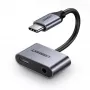 Ugreen CM193 προσαρμογέας ήχου USB-C σε 3,5 mm, 2-Port, γκρι