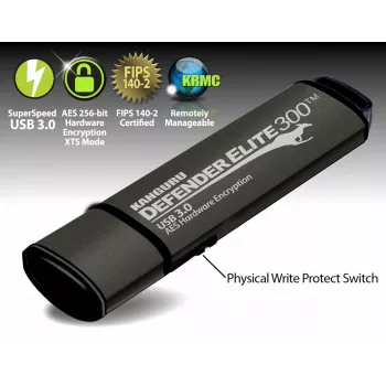 Kanguru Defender Elite 300 USB stick 256 GB USB Type-A 3.2 Gen 1 (3.1 Gen 1) μαύρο