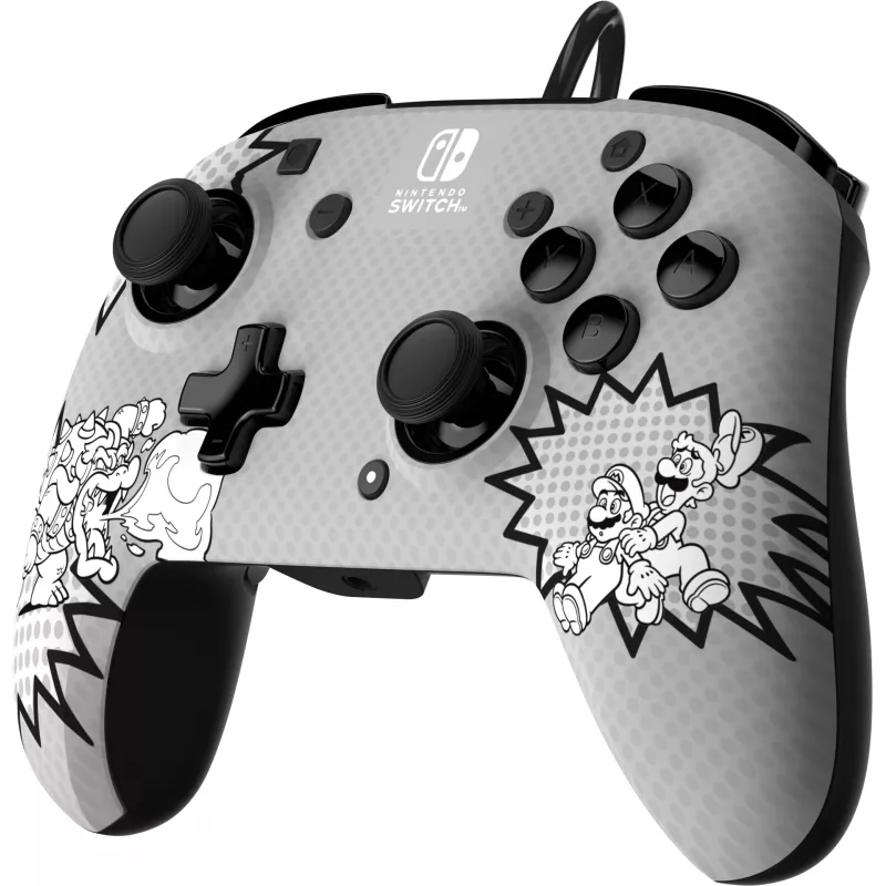 PDP REMATCH: Comic Attack μαύρο, γκρι, λευκό USB Gamepad Αναλογικό / Ψηφιακό Nintendo Switch, Nintendo Switch OLED