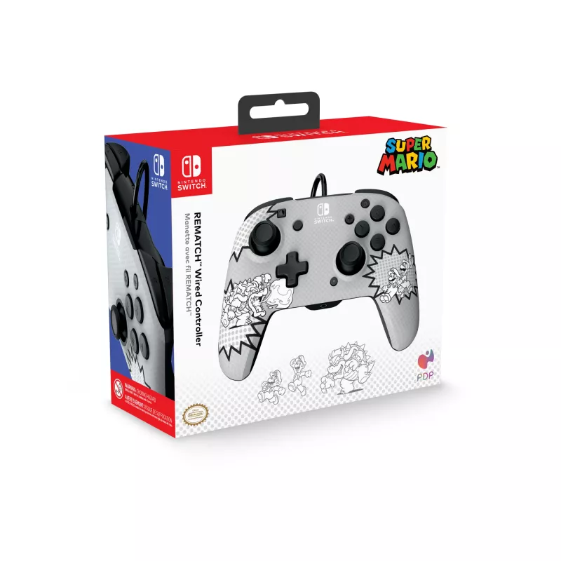 PDP REMATCH: Comic Attack μαύρο, γκρι, λευκό USB Gamepad Αναλογικό / Ψηφιακό Nintendo Switch, Nintendo Switch OLED