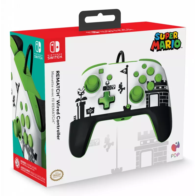 PDP REMATCH Wired Controller: Super Mario Retro, Gamepad, Nintendo Switch, Nintendo Switch OLED, D-pad, κουμπί Home, Αναλογικό/Ψηφιακό, Ενσύρματο, USB