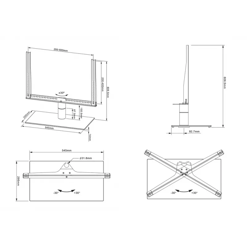 Βάση επιτραπέζια Multibrackets M VESA Turn Μαύρο Μεγάλο MAX 600x400